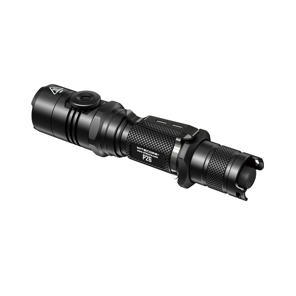 Maksymalny czas pracy (godz.): 500 | Zasięg wiązki światła (m): 310 | Baterie (kompatybilne): 1 x 18650 lub 2 x CR123 lub 2 x RCR123 | Światło stroboskopowe: tak | Źródło światła: Dioda LED CREE XP-L HI V3 | Długość całkowita (cm): 14.9 | Moc światła (L): 1000 | Waga (g): 128 - LifeGun.pl Latarka Nitecore P26 1000 lumenów-2