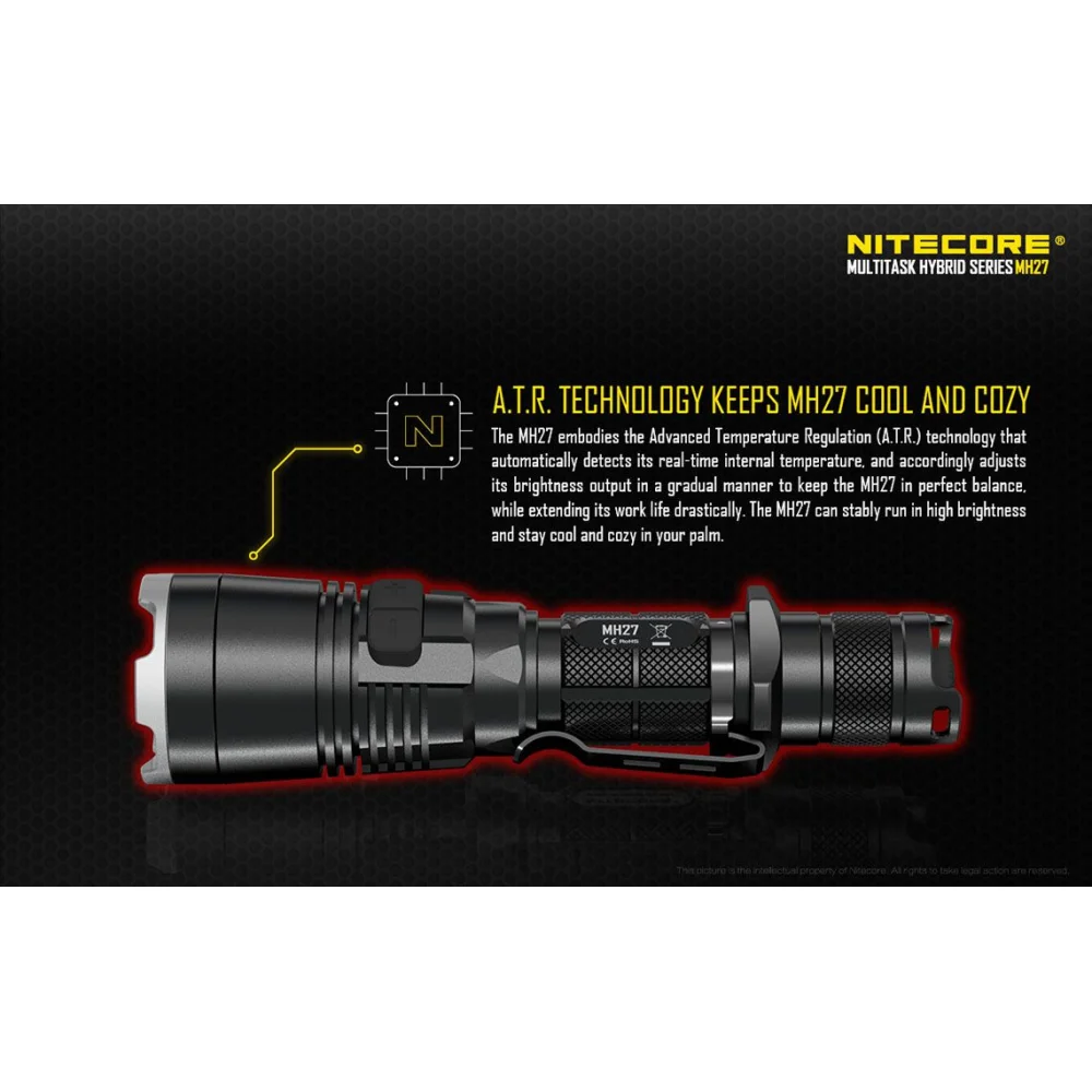 Komplet: Latarka Led Nitecore MH27 1000 Lumenów + Akumulator 1834 12 Komplet: Latarka Led Nitecore MH27 1000 Lumenów + Akumulator 1834