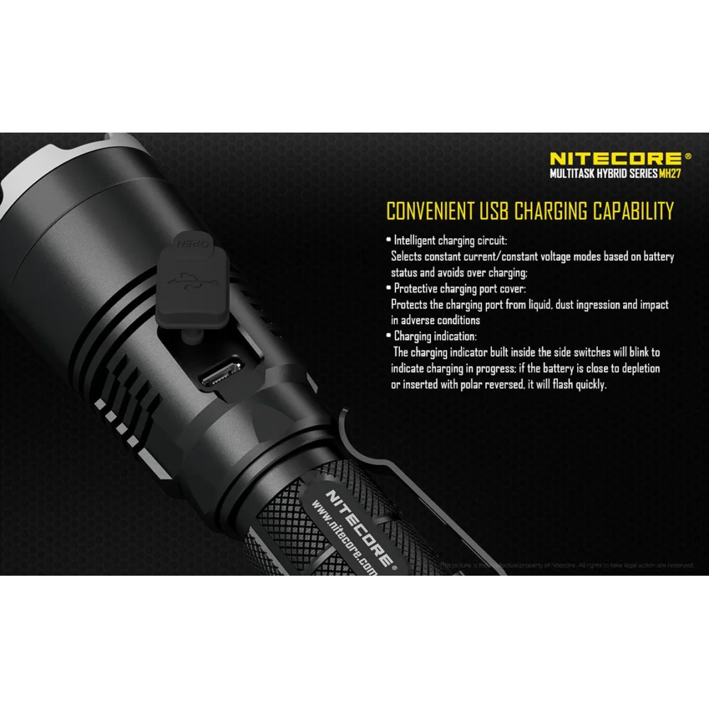 Komplet: Latarka Led Nitecore MH27 1000 Lumenów + Akumulator 1834 13 Komplet: Latarka Led Nitecore MH27 1000 Lumenów + Akumulator 1834