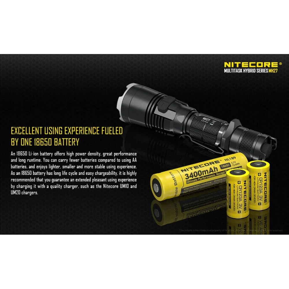 Komplet: Latarka Led Nitecore MH27 1000 Lumenów + Akumulator 1834 18 Komplet: Latarka Led Nitecore MH27 1000 Lumenów + Akumulator 1834