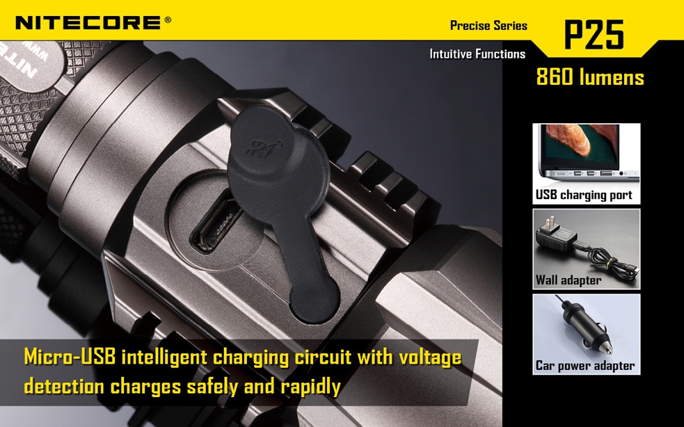 Światło S.O.S.: Tak | Maksymalny czas pracy (godz.): 325 | Zasięg wiązki światła (m): 283 | Waga bez baterii (g): 171 | Futerał: Tak | Wodoodporność: Tak | Kolor: Czarny | Baterie (kompatybilne): 1 x 18650 lub 2 x CR123 | Długość całkowita (mm): 160 | Średnica głowicy (mm): 40 | Źródło światła: Dioda LED Premium CREE XM-L U2 | Światło stroboskopowe: tak | Moc światła (L): 860 - LifeGun.pl Latarka Nitecore P25 Smilodon 860 Lumenów-16