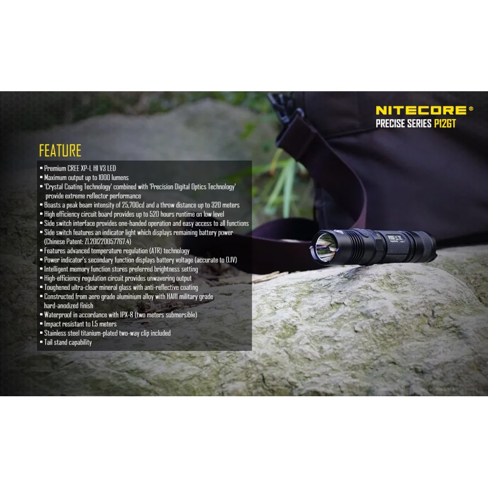 Latarka LED Nitecore P12GT 1000 lumenów + NL1826 21 Latarka LED Nitecore P12GT 1000 lumenów + NL1826