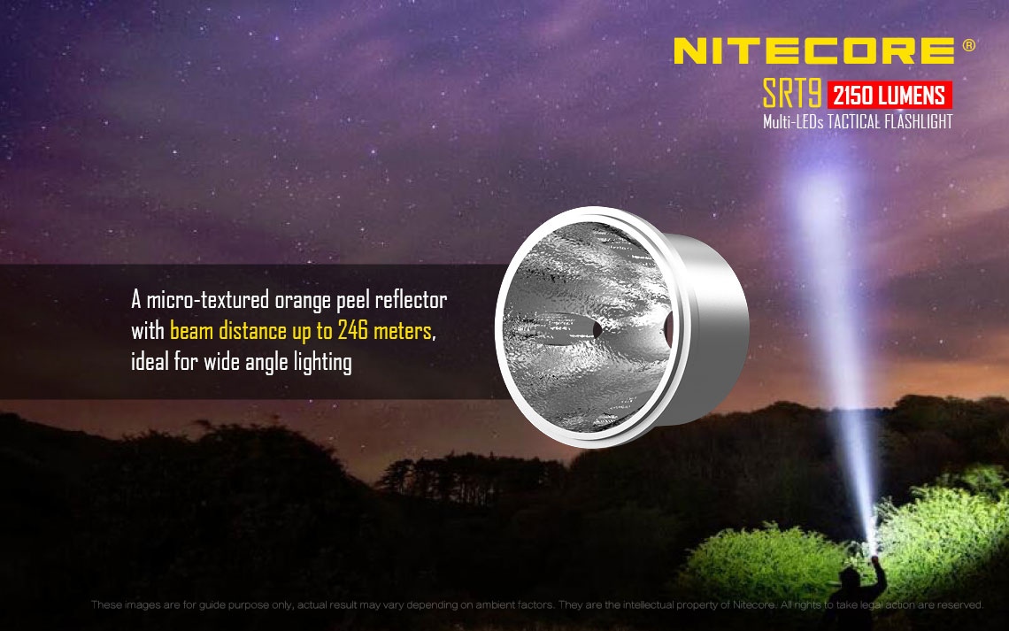Zasięg wiązki światła (m): 246 | Wodoodporna: Tak - do 2 metrów | Montaż do paska: Standard | Pokrowiec: Tak | Baterie (kompatybilne): 2x 18650 lub 4x CR123 | Opakowanie: Pudełko kartonowe | Moc światła (L): 2150 | Rękojeść: Aluminium lotnicze | Źródło światła: Dioda LED Cree XHP50 - LifeGun.pl Latarka Nitecore SRT9 Smart Ring 2150L-20