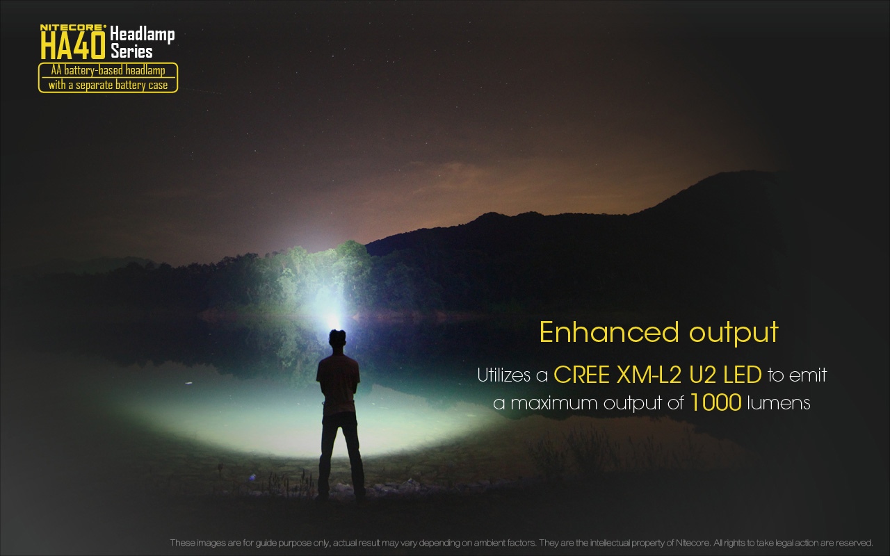 Latarka czołówka Nitecore HA40 1000 lumenów Czołówka od firmy Nitecore o mocy 1000 lumenów doskonale sprawdzi się jako wyposażenie EDC (codziennego użytku), a także jako sprzęt biwakowy czy poszukiwawczy. W latarce zastosowano mocną diodę LED CREE XM-L2 U2 i reflektor SMO. Dzięki temu jej światło jest mocne. Czołówka osiąga moc 1000 lumenów i ma maksymalny - LifeGun.pl Latarka czołówka Nitecore HA40 1000 lumenów-8