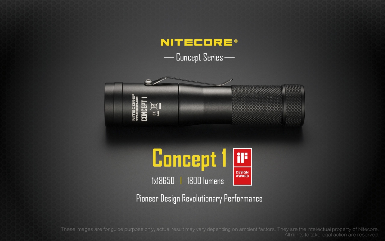 Latarka LED Nitecore Concept 1 1800 Lumenów Firma Nitecore z dumą prezentuje zdobywce nagrody iF Design Award 2018 – latarkę Nitecore Concept 1.Ta mała i niezwykle potężna latarka wyposażona jest w wydajną diodę LED CREE XHP35 HD E2, która zapewnia maksymalną moc latarki 1800 lumenów. 5 poziomów jasności, 3 tryby specjalne i maksymalny czas pracy - LifeGun.pl Latarka LED Nitecore Concept 1 1800 Lumenów-3