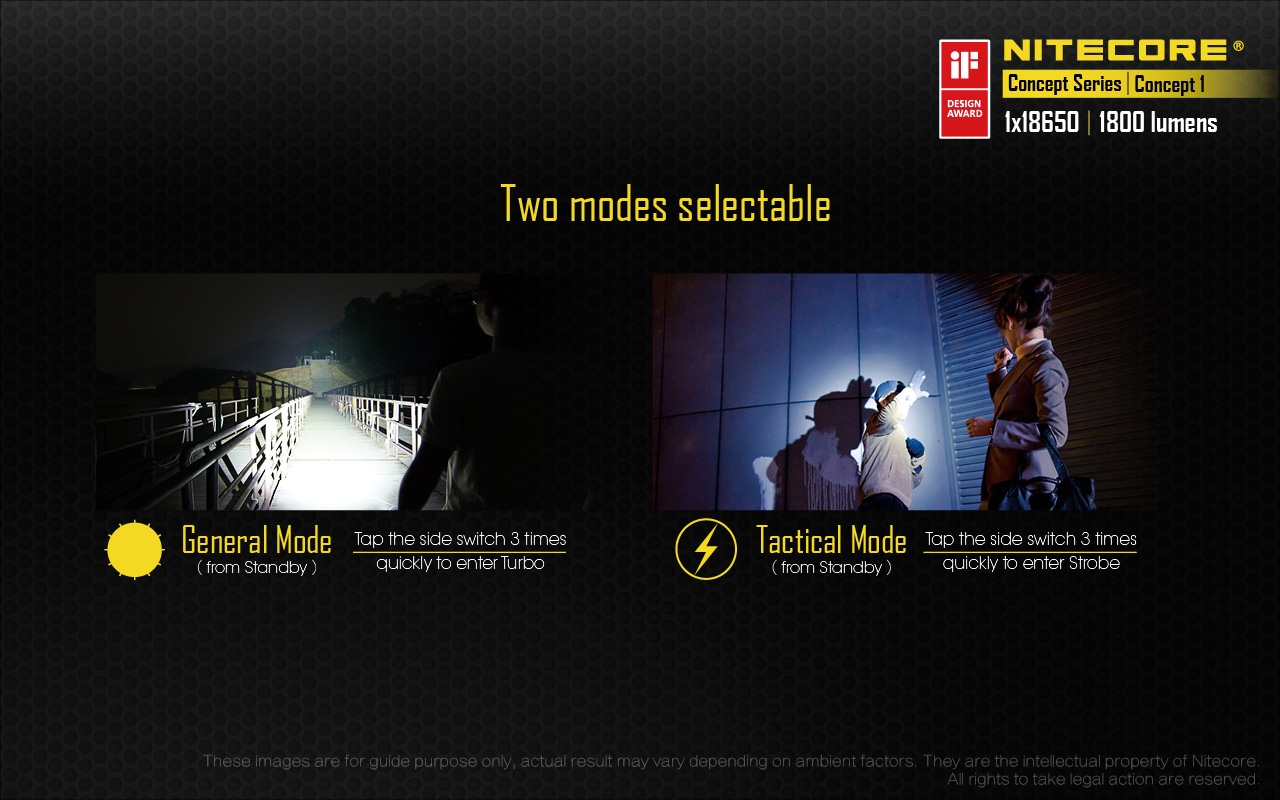 Latarka LED Nitecore Concept 1 1800 Lumenów Firma Nitecore z dumą prezentuje zdobywce nagrody iF Design Award 2018 – latarkę Nitecore Concept 1.Ta mała i niezwykle potężna latarka wyposażona jest w wydajną diodę LED CREE XHP35 HD E2, która zapewnia maksymalną moc latarki 1800 lumenów. 5 poziomów jasności, 3 tryby specjalne i maksymalny czas pracy - LifeGun.pl Latarka LED Nitecore Concept 1 1800 Lumenów-13