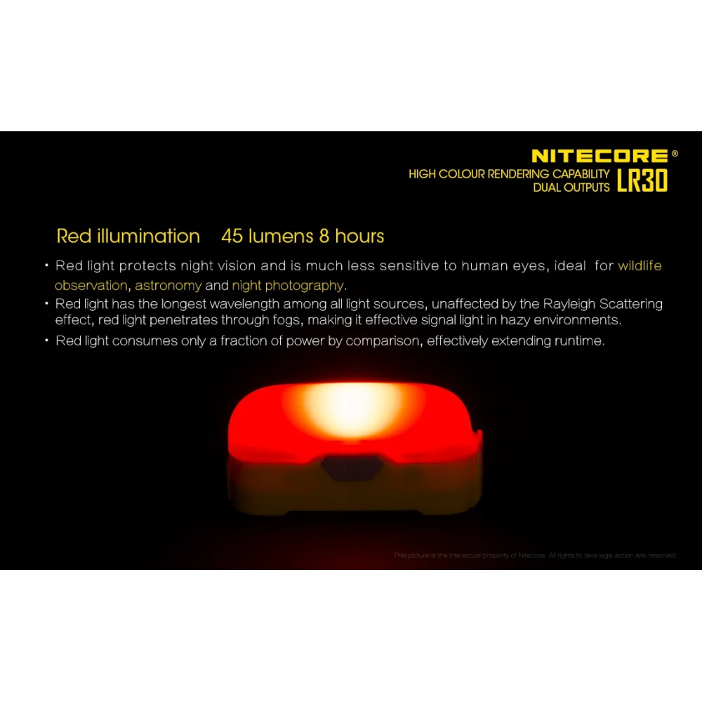 Latarka Nitecore LR30 205 lumenów Żółta 9 Latarka Nitecore LR30 205 lumenów Żółta
