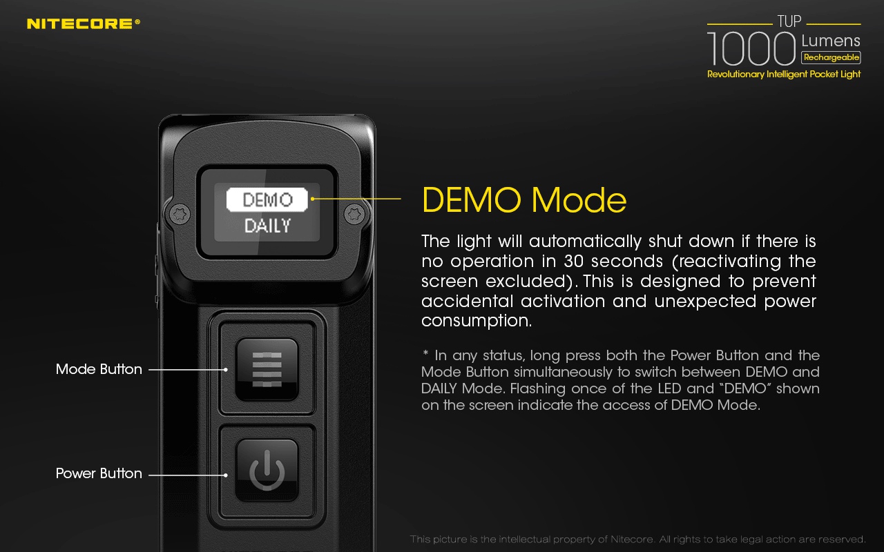 Zasięg wiązki światła (m): 180 | Długość całkowita (mm): 70 | Źródło światła: LED CREE XP-L HD V6 | Moc światła (L): 1000 | Waga (g): 53.2 - LifeGun.pl Latarka Nitecore TUP 1000 lumenów Szara-11