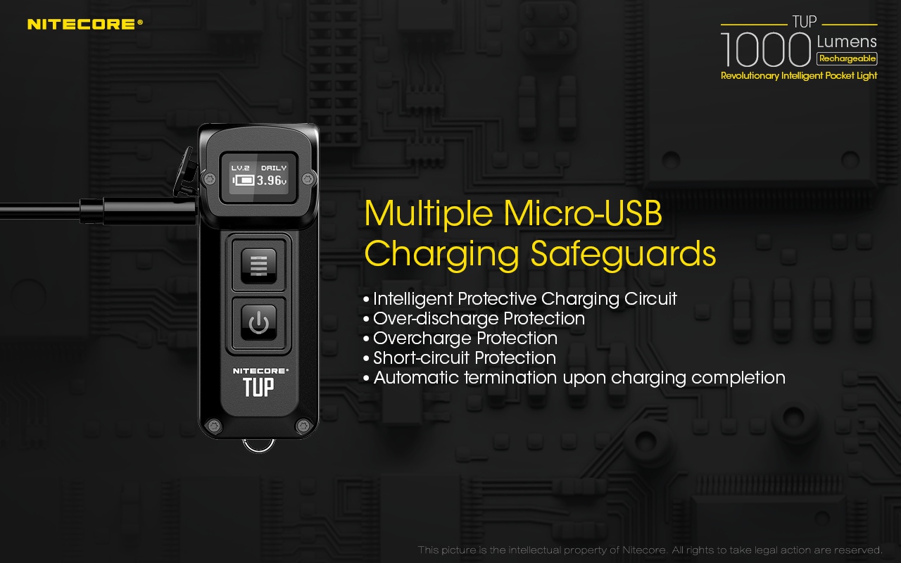 Zasięg wiązki światła (m): 180 | Długość całkowita (mm): 70 | Źródło światła: LED CREE XP-L HD V6 | Moc światła (L): 1000 | Waga (g): 53.2 - LifeGun.pl Latarka Nitecore TUP 1000 lumenów Szara-13