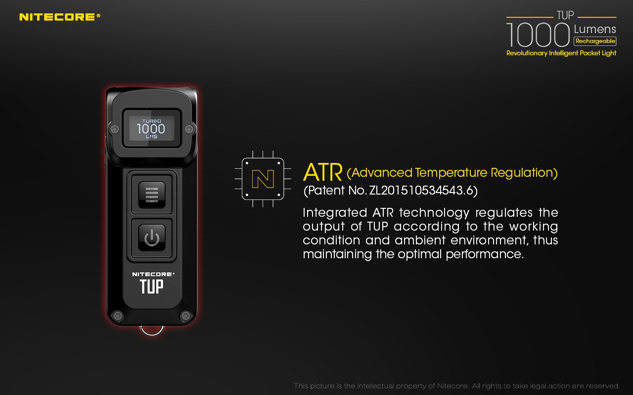 Zasięg wiązki światła (m): 180 | Długość całkowita (mm): 70 | Źródło światła: LED CREE XP-L HD V6 | Moc światła (L): 1000 | Waga (g): 53.2 - LifeGun.pl Latarka Nitecore TUP 1000 lumenów Szara-16