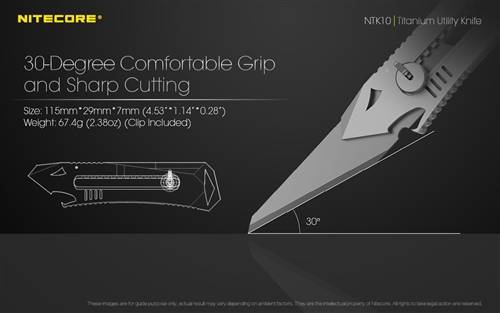 Nóż Nitecore NTK10 Prezentujemy nóż Nitecore NTK10 z tytanową rękojeścią. Jest to pierwszy tego typu konstrukcja od firmy Nitecore. NTK10 to wysoce funkcjonalny i elegancki nóż, który zawsze będziesz chciał mieć u swego boku. Rękojeść wykonano ze stopu tytanu, zaś wymienne ostrze wykonano ze stali OLFA CKB-2. Ten wszechstronny i wytrzymały nóż idealnie sprawdza się na polowaniach, campingu, przy codziennych czynnościach jak - LifeGun.pl Nóż Nitecore NTK10-7