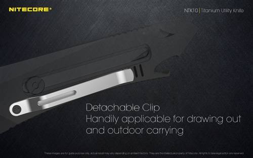 Nóż Nitecore NTK10 Prezentujemy nóż Nitecore NTK10 z tytanową rękojeścią. Jest to pierwszy tego typu konstrukcja od firmy Nitecore. NTK10 to wysoce funkcjonalny i elegancki nóż, który zawsze będziesz chciał mieć u swego boku. Rękojeść wykonano ze stopu tytanu, zaś wymienne ostrze wykonano ze stali OLFA CKB-2. Ten wszechstronny i wytrzymały nóż idealnie sprawdza się na polowaniach, campingu, przy codziennych czynnościach jak - LifeGun.pl Nóż Nitecore NTK10-8