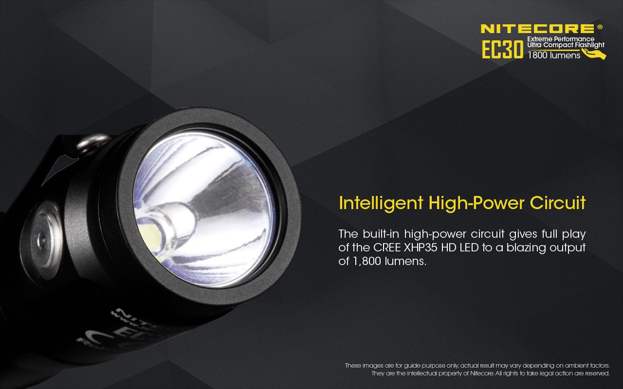 Latarka Nitecore Explorer Series EC30 Zaprojektowana jako kompaktowe i wydajne urządzenie dla wszelkich aktywności typu outdoor czy różnych sytuacji taktycznych. Latarka wyposażona została w diodę LED CREE XHP35 HD o mocy do 1800 lumenów. Wiązka światła posiada zasięg do 220 m. Mocny i łatwy w użyciu metalowy przełącznik daje dostęp do 5 poziomów jasności i 3 specjalnych trybów pracy. - LifeGun.pl Latarka Nitecore Explorer Series EC30-6