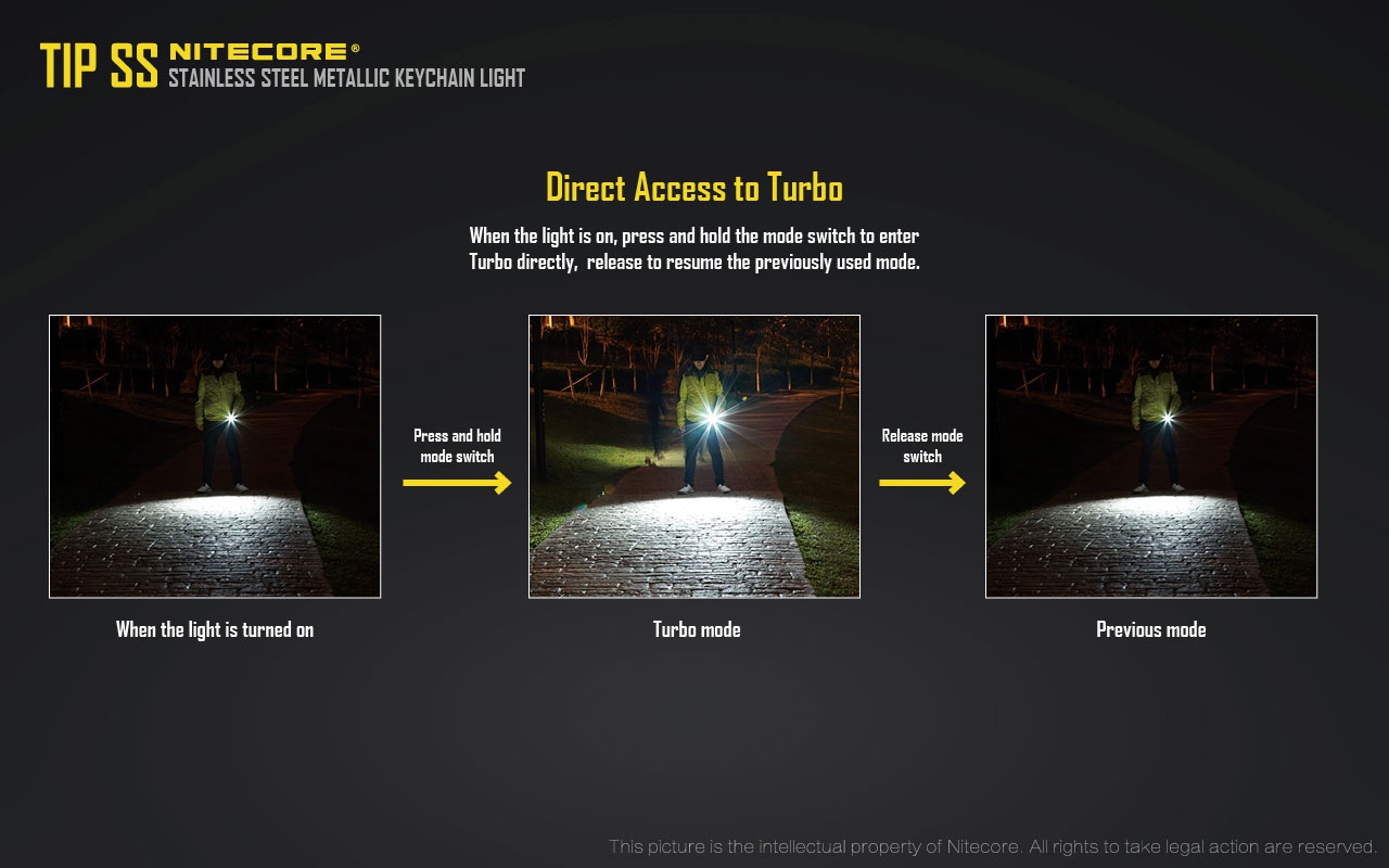 Latarka Nitecore TIP SS Tropical TIP SS używa diody LED CREE XP-G2 S3 emitujące światło o mocy do 360 lumenów. Urządzenie również jest wyposażone w odłączalny klips mocujący, który służy jako ochrona dla przycisków zapobiegając przed ich przypadkowym wciśnięciem. Latarkę można podładować dzięki wbudowanemu portu USB, sam akumulator li-on 500mAh jest w stanie wytrzymać do 46 godzin po jednym - LifeGun.pl Latarka Nitecore TIP SS Tropical-9