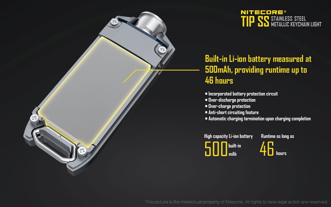 Latarka Nitecore TIP SS Tropical TIP SS używa diody LED CREE XP-G2 S3 emitujące światło o mocy do 360 lumenów. Urządzenie również jest wyposażone w odłączalny klips mocujący, który służy jako ochrona dla przycisków zapobiegając przed ich przypadkowym wciśnięciem. Latarkę można podładować dzięki wbudowanemu portu USB, sam akumulator li-on 500mAh jest w stanie wytrzymać do 46 godzin po jednym - LifeGun.pl Latarka Nitecore TIP SS Tropical-14