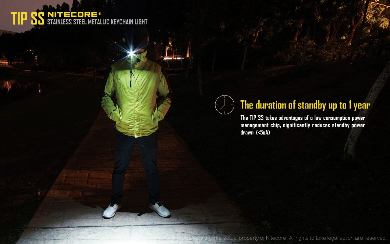 Latarka Nitecore TIP SS Tropical TIP SS używa diody LED CREE XP-G2 S3 emitujące światło o mocy do 360 lumenów. Urządzenie również jest wyposażone w odłączalny klips mocujący, który służy jako ochrona dla przycisków zapobiegając przed ich przypadkowym wciśnięciem. Latarkę można podładować dzięki wbudowanemu portu USB, sam akumulator li-on 500mAh jest w stanie wytrzymać do 46 godzin po jednym - LifeGun.pl Latarka Nitecore TIP SS Tropical-15