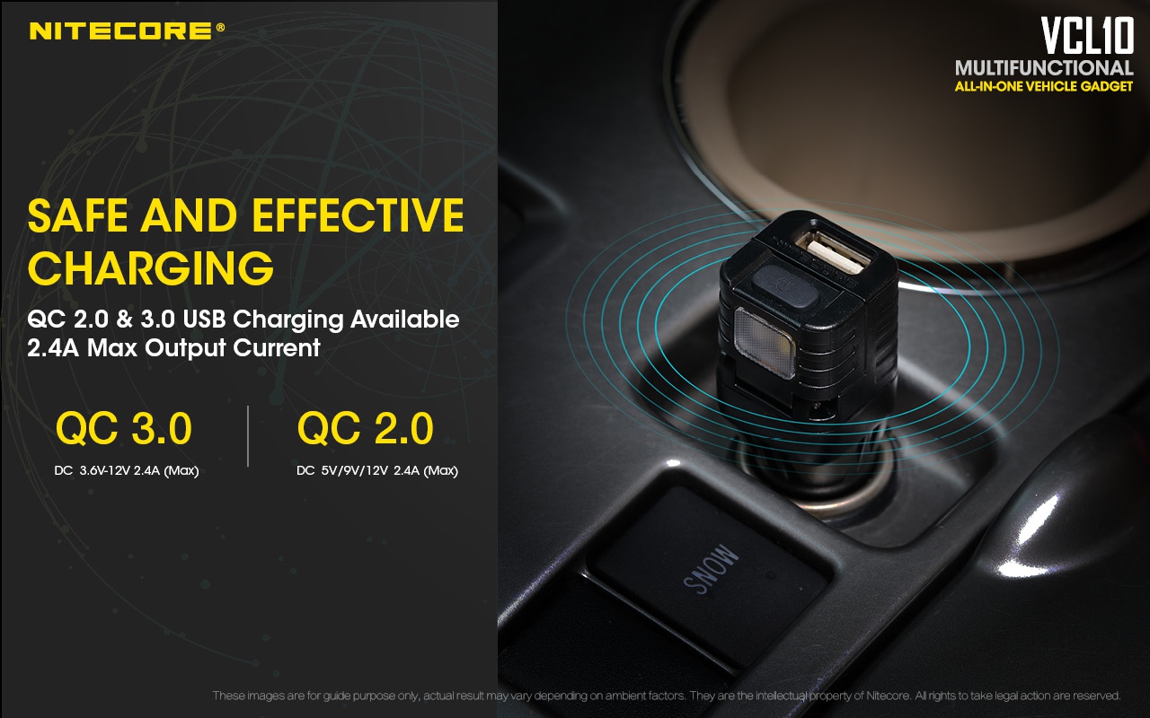 Ładowarka Nitecore VCL10 Ładowarka Nitecore VCL10 to wyjątkowy gadżet który będziesz chciał mieć w swoim samochodzie. Dwa tryby: QuickCharge 2.0 i QuickCharge 3.0 pozwalają podładować urządzenia Android i z systemem iOs z prędkością 2.4A. Ładowarka została wyposażona w latarkę o mocy 25 lumenów i może działać do 3 godzin. VCL10 posiada również czerwone światło ostrzegawcze, - LifeGun.pl Ładowarka Nitecore VCL10-5