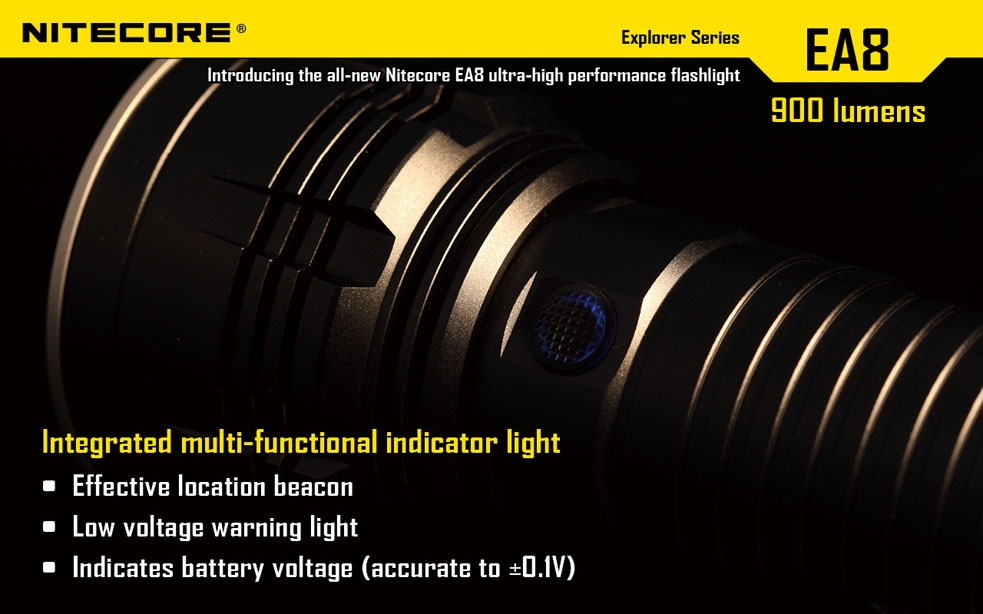 Światło S.O.S.: Tak | Maksymalny czas pracy (godz.): 800 | Zasięg wiązki światła (m): 490 | Waga bez baterii (g): 302 | Futerał: Tak | Wodoodporność: Do 2 m | Kolor: Czarny | Baterie (kompatybilne): 8x AA | Długość całkowita (mm): 183 | Średnica głowicy (mm): 60 | Źródło światła: Dioda LED Premium CREE XM-L U2 | Światło stroboskopowe: tak | Moc światła (L): 900 - LifeGun.pl Latarka Nitecore EA8 Explorer 900 Lumenów-15