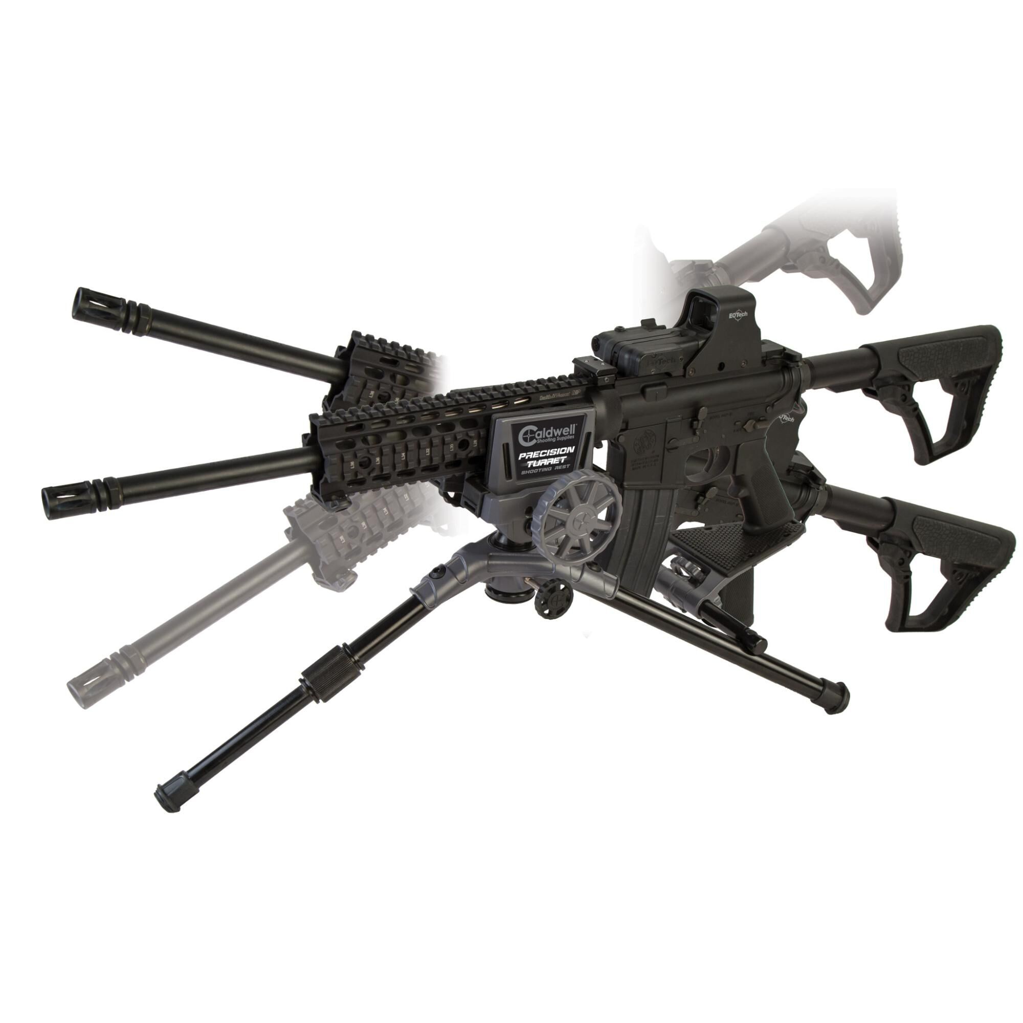 Tripod Precision Turret Caldwell 821400 to idealne rozwiązanie dla strzelców szukających wygody, swobody ruchu i stabilnego stanowiska do strzelania. Dzięki obrotowej podstawce i pokrętłu pochylenia, skrócono czas potrzebny na ponowne ustawienie tripoda. Wytrzymałą konstrukcję wyposażono w zacisk i małą regulowaną podstawkę na chwyt, przygotowane specjalnie pod karabiny AR. Cechy: Regulacja przedniej nogi do 15.2 cm - LifeGun.pl Tripod Precision Turret Caldwell 821400-4