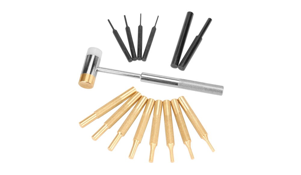 Wheeler 951900: Młotek + zestaw stempli. Mosiężno - polimerowy młotek 8 mosiężnych stempli 4 stalowe stemple 2 plastikowe stemple Składane pudełko - LifeGun.pl Zestaw Wheeler Młotek + Zestaw Stempli 951900-3