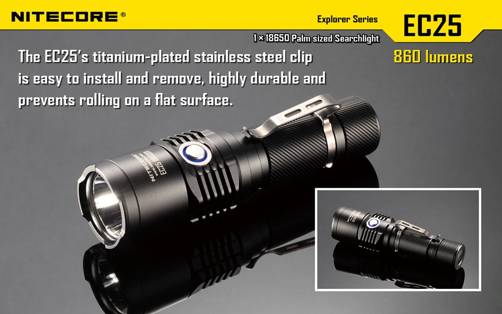 Światło S.O.S.: Tak | Maksymalny czas pracy (godz.): 25 | Zasięg wiązki światła (m): 222 | Waga bez baterii (g): 122 | Futerał: Tak | Wodoodporność: Do 2 m | Kolor: Czarny | Baterie (kompatybilne): 1 x 18650 lub 2 x CR123 | Długość całkowita (mm): 128 | Średnica głowicy (mm): 34 | Źródło światła: Dioda LED Premium CREE XM-L U2 | Światło stroboskopowe: tak | Moc światła (L): 860 - LifeGun.pl Latarka Nitecore EC25 Cobra Explorer 860 Lumenów-19