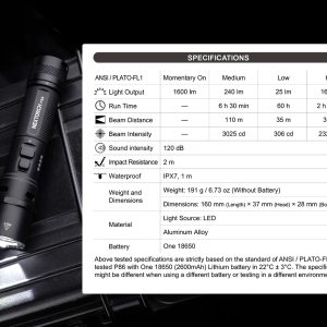 Latarka Nextorch P86 z gwizdkiem (120dB) 1600L-2