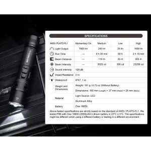 Latarka Nextorch P86 z gwizdkiem (120dB) 1600L