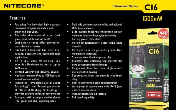 Latarka Nitecore CI6 Chameleon z Podczerwienią 440 Lumenów-33