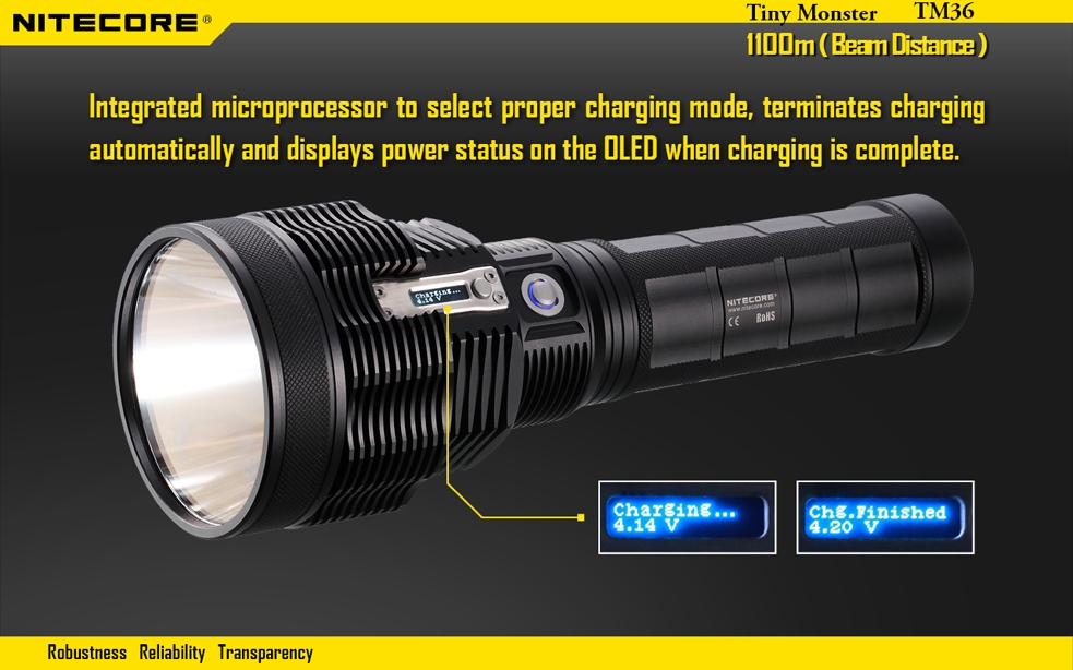 Światło S.O.S.: Tak | Maksymalny czas pracy (godz.): 67 | Zasięg wiązki światła (m): 1100 | Waga bez baterii (g): 1344 | Baterie w zestawie: NBP 52 | Futerał: Nie | Wodoodporność: Do 2 m | Kolor: Czarny | Baterie (kompatybilne): NBP 52 (w zestawie) | Długość całkowita (mm): 278 | Średnica głowicy (mm): 90 | Źródło światła: LUMINUS SBT-70 LED | Światło stroboskopowe: tak | Moc światła (L): 1800 - LifeGun.pl Latarka Nitecore TM36 Tiny Monster 1800 Lumenów-12