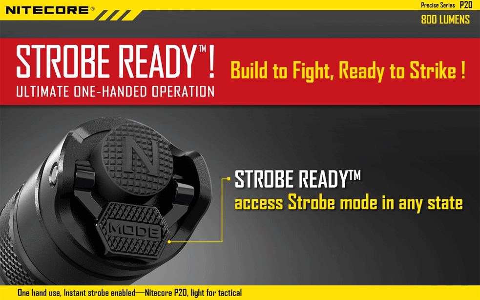 Maksymalny czas pracy (godz.): 26 | Zasięg wiązki światła (m): 210 | Waga bez baterii (g): 101 | Futerał: Tak | Wodoodporność: Do 2 m | Kolor: Czarny | Baterie (kompatybilne): 1 x 18650 lub 2 x CR123 | Długość całkowita (mm): 134 | Średnica głowicy (mm): 32 | Źródło światła: Dioda LED CREE XM-L2 (T6) | Światło stroboskopowe: tak | Moc światła (L): 800 - LifeGun.pl Latarka Nitecore P20 Precise - Strobe Ready 800 Lumenów-7