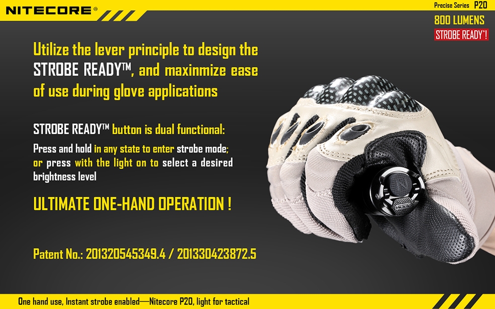 Maksymalny czas pracy (godz.): 26 | Zasięg wiązki światła (m): 210 | Waga bez baterii (g): 101 | Futerał: Tak | Wodoodporność: Do 2 m | Kolor: Czarny | Baterie (kompatybilne): 1 x 18650 lub 2 x CR123 | Długość całkowita (mm): 134 | Średnica głowicy (mm): 32 | Źródło światła: Dioda LED CREE XM-L2 (T6) | Światło stroboskopowe: tak | Moc światła (L): 800 - LifeGun.pl Latarka Nitecore P20 Precise - Strobe Ready 800 Lumenów-8