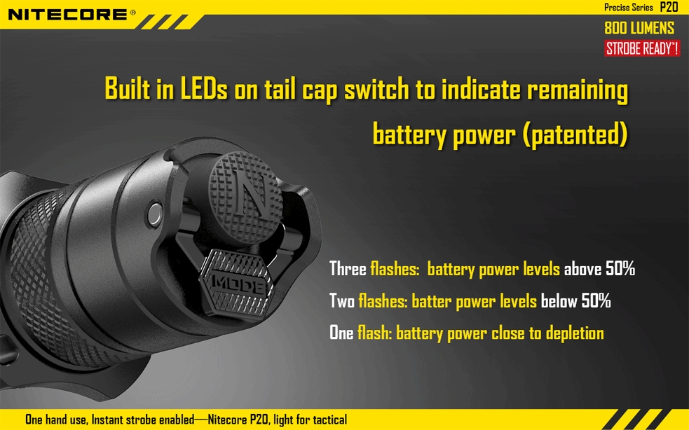 Maksymalny czas pracy (godz.): 26 | Zasięg wiązki światła (m): 210 | Waga bez baterii (g): 101 | Futerał: Tak | Wodoodporność: Do 2 m | Kolor: Czarny | Baterie (kompatybilne): 1 x 18650 lub 2 x CR123 | Długość całkowita (mm): 134 | Średnica głowicy (mm): 32 | Źródło światła: Dioda LED CREE XM-L2 (T6) | Światło stroboskopowe: tak | Moc światła (L): 800 - LifeGun.pl Latarka Nitecore P20 Precise - Strobe Ready 800 Lumenów-18