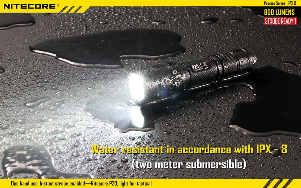 Maksymalny czas pracy (godz.): 26 | Zasięg wiązki światła (m): 210 | Waga bez baterii (g): 101 | Futerał: Tak | Wodoodporność: Do 2 m | Kolor: Czarny | Baterie (kompatybilne): 1 x 18650 lub 2 x CR123 | Długość całkowita (mm): 134 | Średnica głowicy (mm): 32 | Źródło światła: Dioda LED CREE XM-L2 (T6) | Światło stroboskopowe: tak | Moc światła (L): 800 - LifeGun.pl Latarka Nitecore P20 Precise - Strobe Ready 800 Lumenów-21