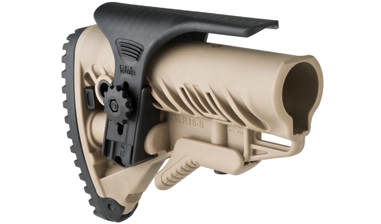 Regulowana baka FAB GCP do kolby GLR-16 Wymiary: Waga - 94g Szerokość - 66mm Wysokość - 133mm/163mm (po otworzeniu) Długość - 134mm Przedmiotem sprzedaży jest wyłącznie REGULOWANA BAKA FAB GCP. Cechy: W pełni regulowana Łatwa do zamocowania/demontażu Lekka, a jednocześnie bardzo wytrzymała Nie wymaga ingerencji rusznikarza - LifeGun.pl Regulowana baka FAB GCP do kolby GLR-16-1