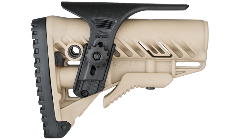 Regulowana baka FAB GCP do kolby GLR-16 Wymiary: Waga - 94g Szerokość - 66mm Wysokość - 133mm/163mm (po otworzeniu) Długość - 134mm Przedmiotem sprzedaży jest wyłącznie REGULOWANA BAKA FAB GCP. Cechy: W pełni regulowana Łatwa do zamocowania/demontażu Lekka, a jednocześnie bardzo wytrzymała Nie wymaga ingerencji rusznikarza - LifeGun.pl Regulowana baka FAB GCP do kolby GLR-16-2