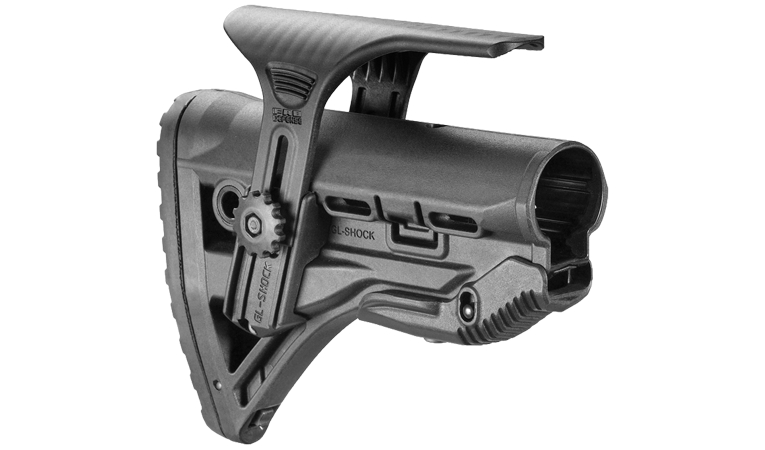 Kolba FAB GL-Shock CP Kolba wyposażona w rewolucyjny mechanizm, który redukuje odrzut w karabinach M4/M16. WYMIARY: Waga - 399g Szerokość - 66mm Wysokość - 133mm/163mm (otwarta) Długość - 180mm CECHY: Unikalny mechanizm Anti-Rattle Bardzo trwała, wykonana z wytrzymałego kompozytu polimerowego Zaprojektowana bez żadnych wystających części, które mogłyby zahaczać o ubranie czy oporządzenie Posiada gumowe, antypoślizgowe - LifeGun.pl Kolba FAB GL-Shock CP-1