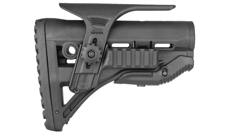 Kolba FAB GL-Shock PCP Picatinny Kolba wyposażona w rewolucyjny mechanizm, który redukuje odrzut w karabinach M4/M16. Regulowana baka, z wbudowanymi szynami Picatinny, zwiększa funkcjonalność kolby. WYMIARY: Waga - 421g Szerokość - 66mm Wysokość - 133mm/163mm (otwarta) Długość - 180mm CECHY: Unikalny mechanizm Anti-Rattle Bardzo trwała, wykonana z wytrzymałego kompozytu polimerowego Zaprojektowana bez - LifeGun.pl Kolba FAB GL-Shock PCP Picatinny-2