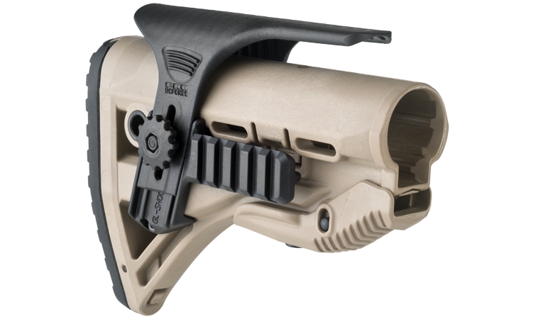 Regulowana baka FAB GSPCP z szynami Picatinny do GL-Shock Regulowa Baka FAB GSPCP zapewnia optymalną wszechstronność, a dzięki szynom Picatinny dodatkowe rozwiązania montażowe do kolby GL-Shock. WYMIARY: Waga - 117g Szerokość - 66mm Wysokość - 133mm/163mm (otwarta) Długość - 134mm Przedmiotem sprzedaży jest wyłącznie REGULOWANA BAKA FAB GSPCP. CECHY: W pełni regulowana Wyposażona - LifeGun.pl Regulowana baka FAB GSPCP z szynami Picatinny do GL-Shock-1