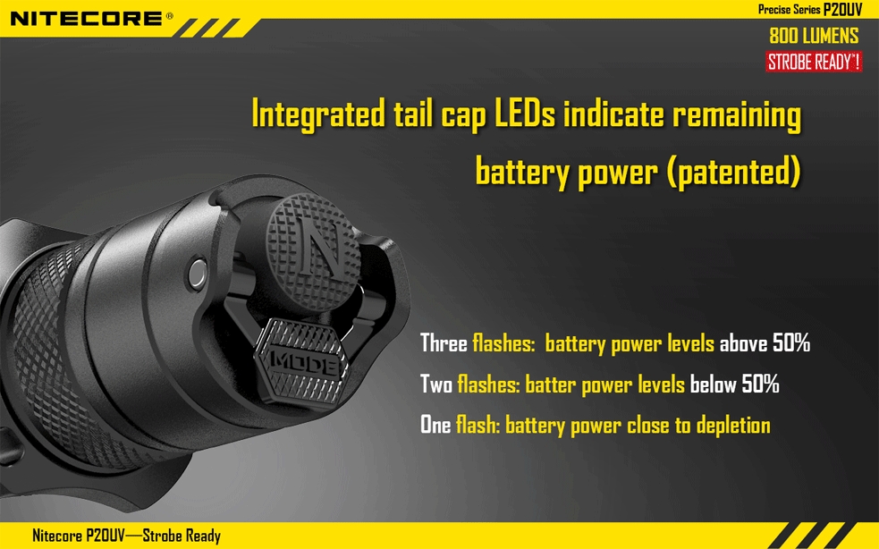 Maksymalny czas pracy (godz.): 15 | Zasięg wiązki światła (m): 180 | Waga bez baterii (g): 104 | Futerał: Tak | Wodoodporność: Do 2 m | Kolor: Czarny | Baterie (kompatybilne): 1 x 18650 lub 2 x CR123 | Długość całkowita (mm): 134 | Średnica głowicy (mm): 32 | Źródło światła: Dioda LED CREE XM-L2 (T6) | Światło stroboskopowe: nie | Moc światła (L): 800 - LifeGun.pl Latarka Nitecore P20UV 800 Lumenów-22