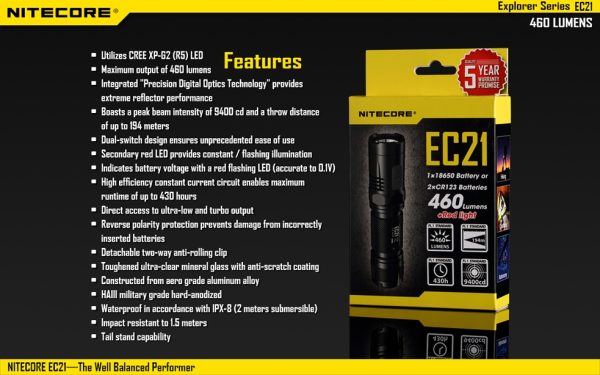 Latarka Nitecore EC21 460 lumenów-20