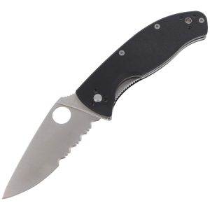 Nóż składany Spyderco Tenacious Black G10, Satin Combo 8Cr13MoV by Eric Glesser (C122GPS)-1
