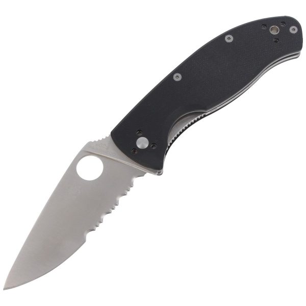 Nóż składany Spyderco Tenacious Black G10, Satin Combo 8Cr13MoV by Eric Glesser (C122GPS)-1