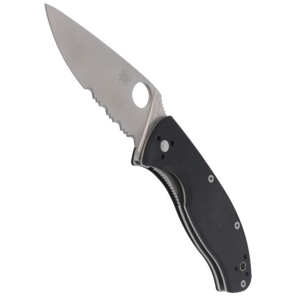Nóż składany Spyderco Tenacious Black G10, Satin Combo 8Cr13MoV by Eric Glesser (C122GPS)-4