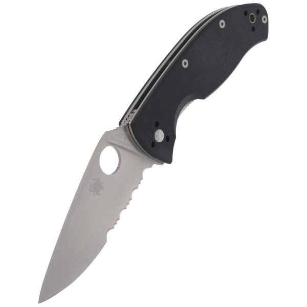 Nóż składany Spyderco Tenacious Black G10, Satin Combo 8Cr13MoV by Eric Glesser (C122GPS)-5