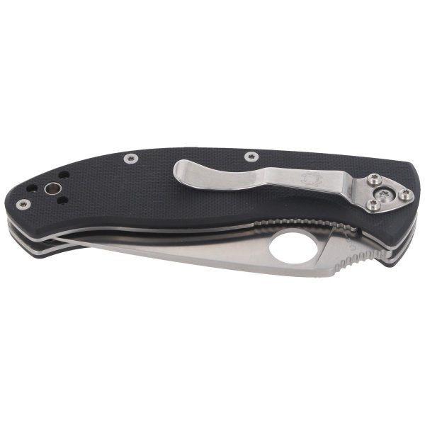 Nóż składany Spyderco Tenacious Black G10, Satin Combo 8Cr13MoV by Eric Glesser (C122GPS)-6