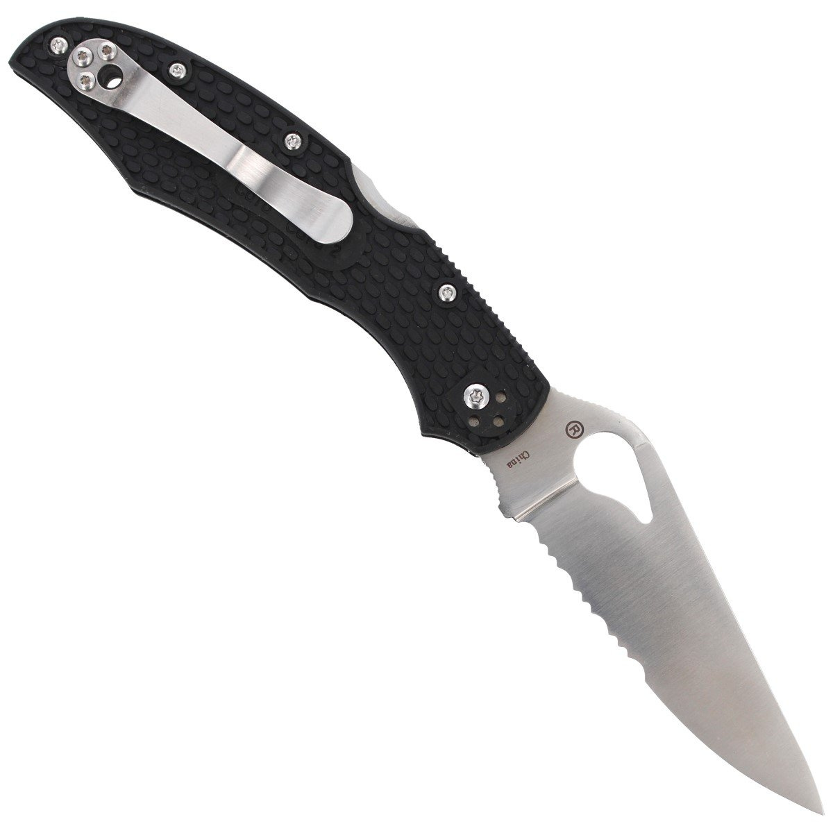 Byrd Cara Cara 2 FRN Black Combination, zainspirowany kultowym nożem Endura niedrogi lekki folder Spyderco z czarnymi okładzinami. Głownię ze stali nierdzewnej 8Cr13MoV wyprowadzono szlifem pełnym płaskim. Rękojeść FRN, Bi-Directional Texturing... - LifeGun.pl Nóż Spyderco Byrd Cara Cara 2 FRN Black, Combination (BY03PSBK2)-3