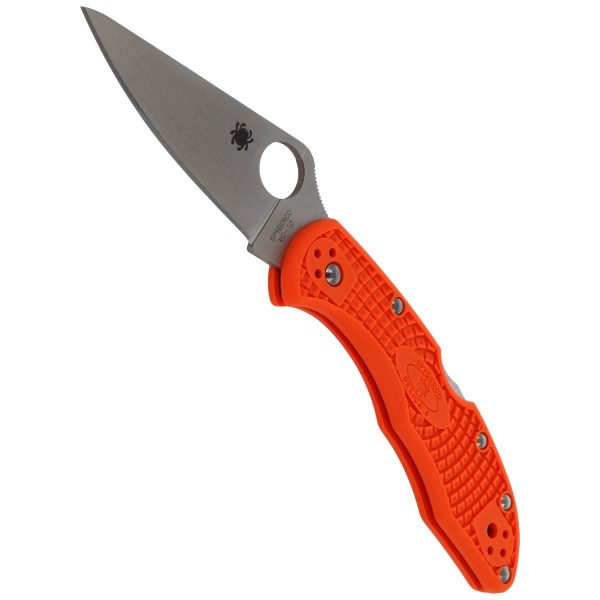 Nóż Spyderco Delica 4 FRN Orange Flat Ground Plain (C11FPOR)-4