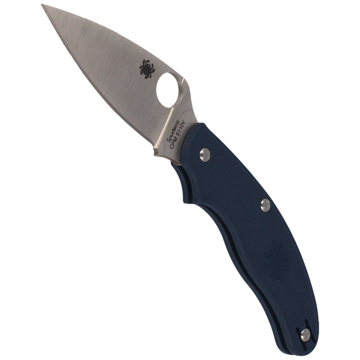 UK Penknife Dark Blue, po tym jak Wielka Brytania wprowadziła zakaz noszenia folderów z blokowanymi klingami Spyderco opracowało brytyjską wersję noża składanego. Slip-Joint mechanizm nieblokujący stosowany w nożach. Klinga stal CPM S110V, okładziny z FRN - LifeGun.pl Nóż Spyderco UK Penknife FRN Dark Blue CPM S110V Plain (C94PDBL)-4