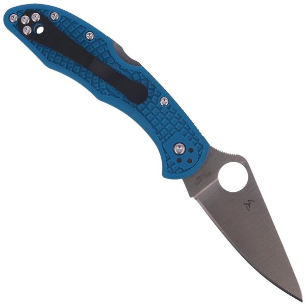 Nóż składany Spyderco Delica 4 FRN Blue Flat Ground Plain (C11FPBL)-4
