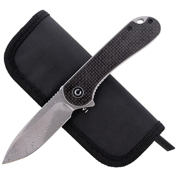 Nóż składany CIVIVI Elementum Flipper Twill Carbon Fiber / Black G10, Damascus (C907DS)-4